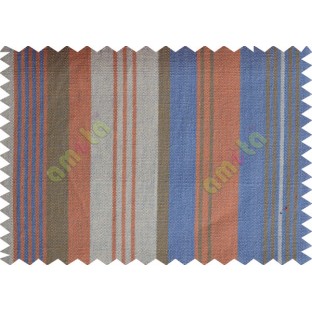 White blue orange stripes main cotton curtain designs